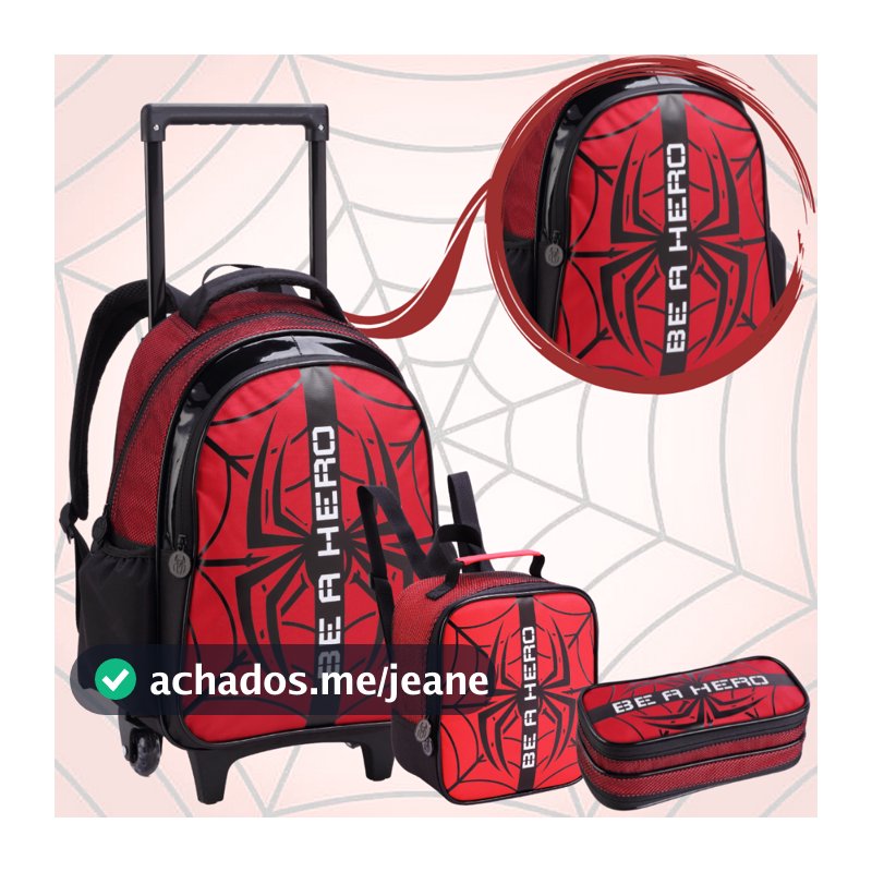 Kit Mochila Rodinha Escolar Infantil Grande Menino com Alça Top Personagens Lancheira Estojo