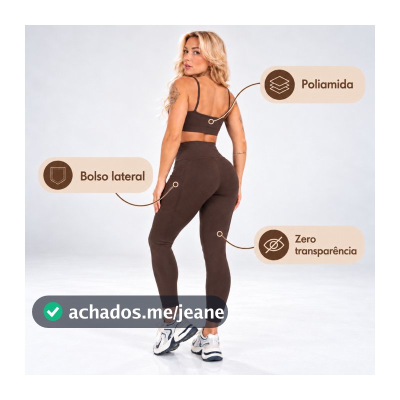 Conjunto Fitness Feminino Top e Calça Legging | com Bolso | Poliamida | Academia | Não marca | Zero transparência