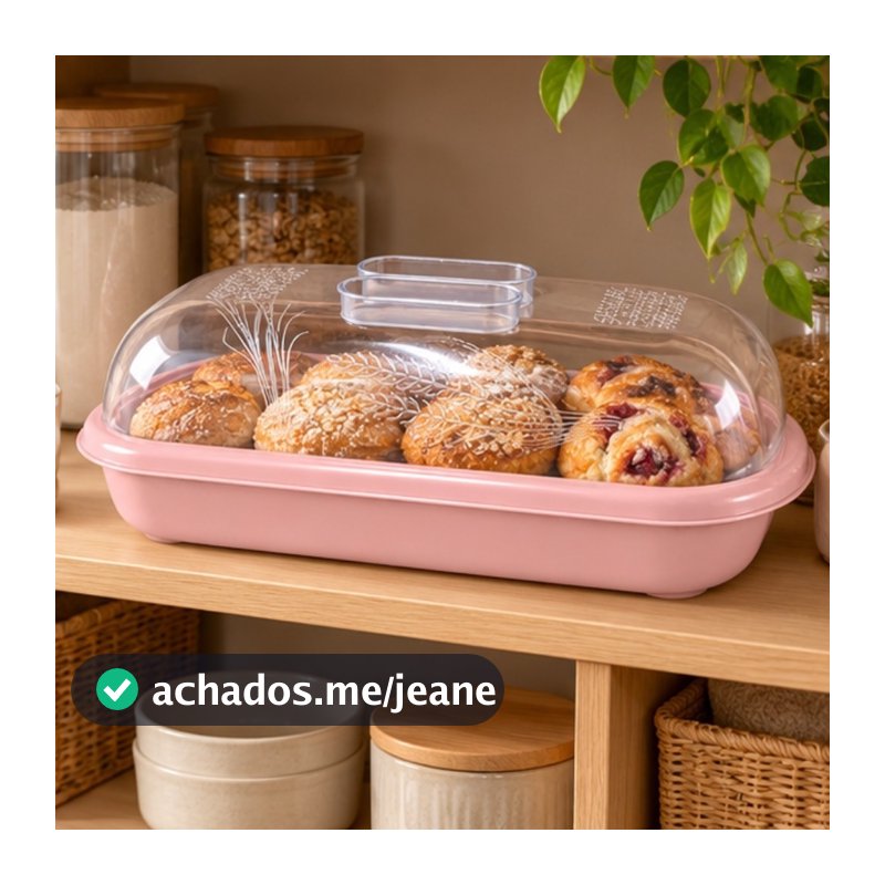 Porta Pão Com Tampa Transparente Cesto De Pão Boleira Retangular Plástico Café Da Manhã