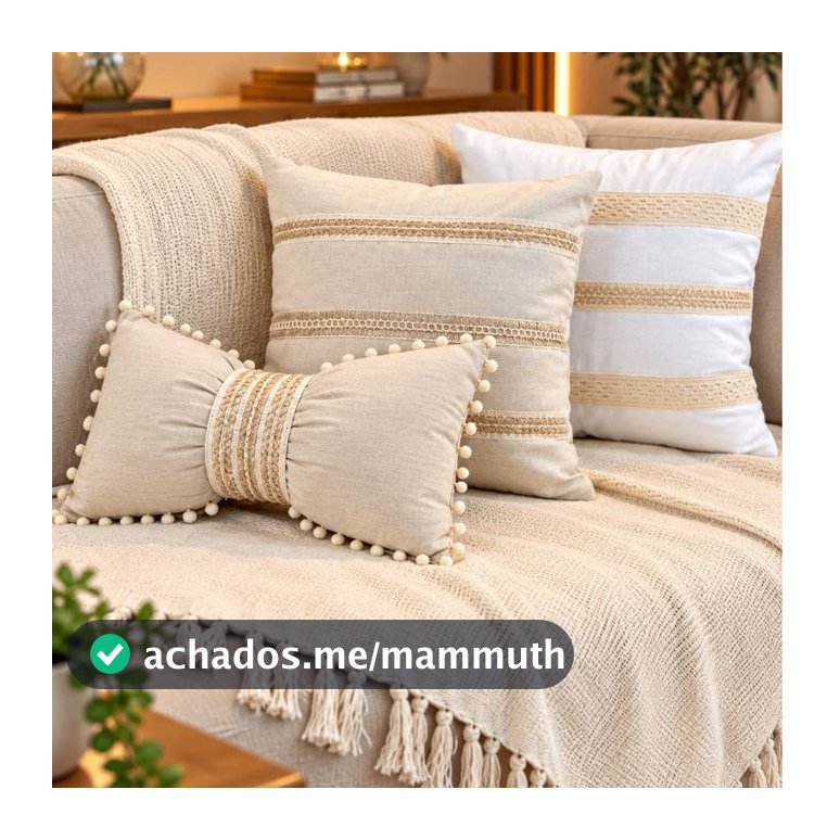 Kit 3 Almofadas Cheias Estilo Boho Chic com Laço – Exclusivo Sofa Cama Posta