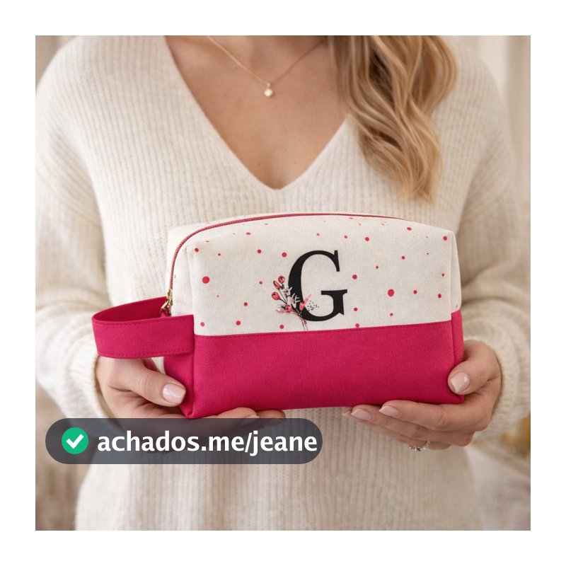 Necessaire Feminina Personalizada com Inicial Box com Alça Porta Maquiagem Bolsa Viagem