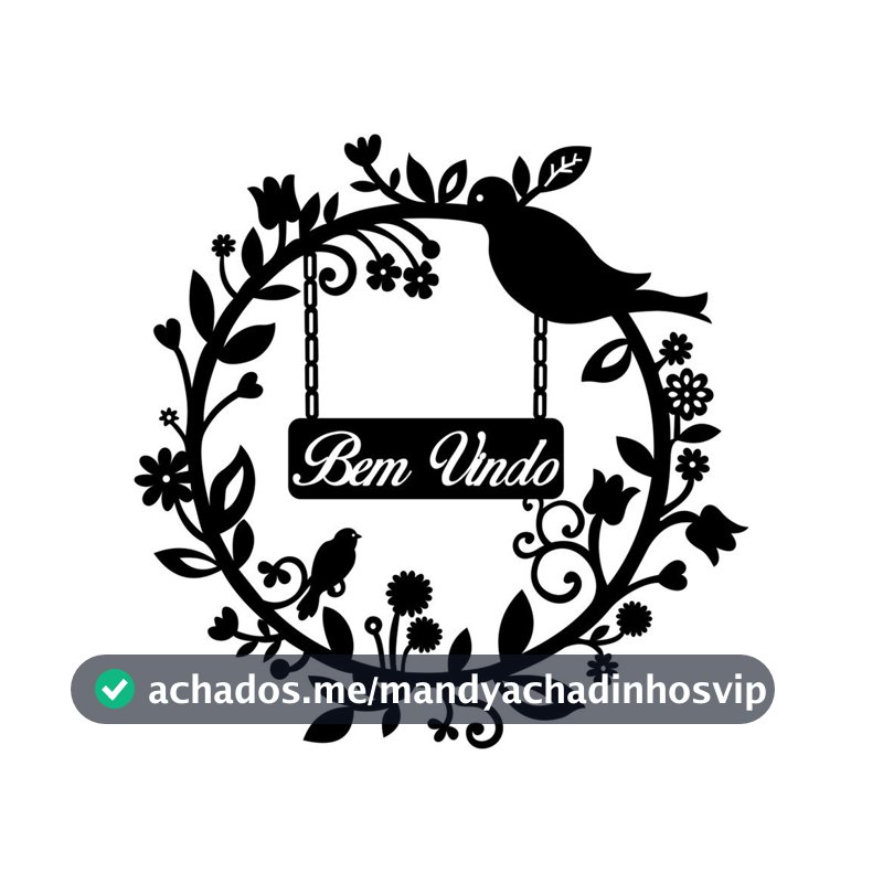 Quadro Decorativo Frase Guirlanda Bem Vindo MDF 3mm - com dupla face