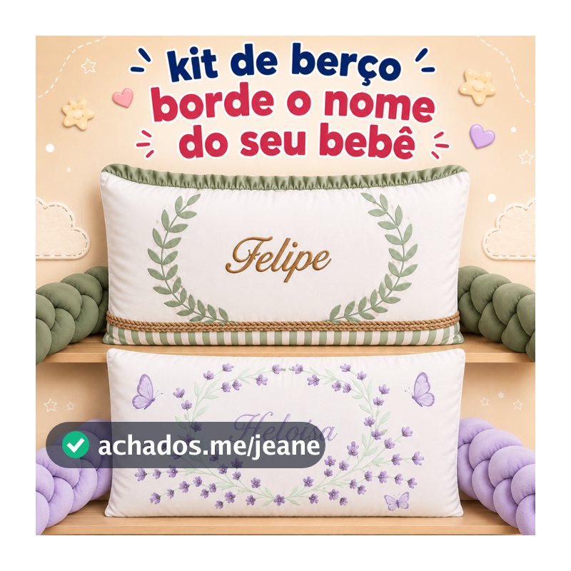 Kit Berço personalizado nome Padrão Americano ou Mini berço Cabeceira + trança Enviar nome no chat