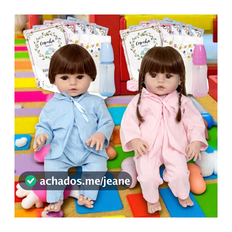 Boneca Reborn Recem Nascida Casal Gemeos Grande + Acessorios