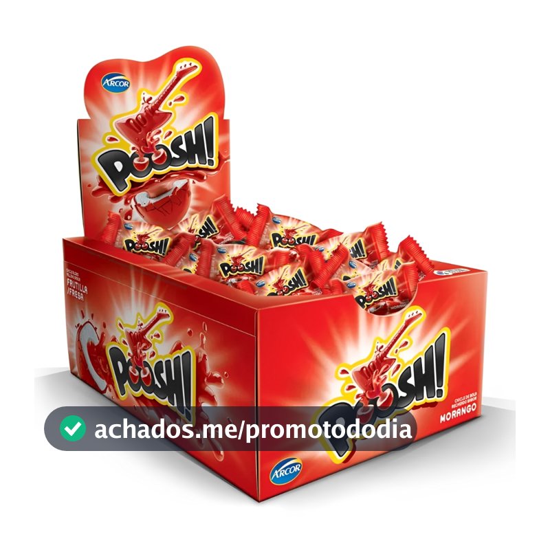 Chiclete Poosh Morango C/40 Unidades Arcor