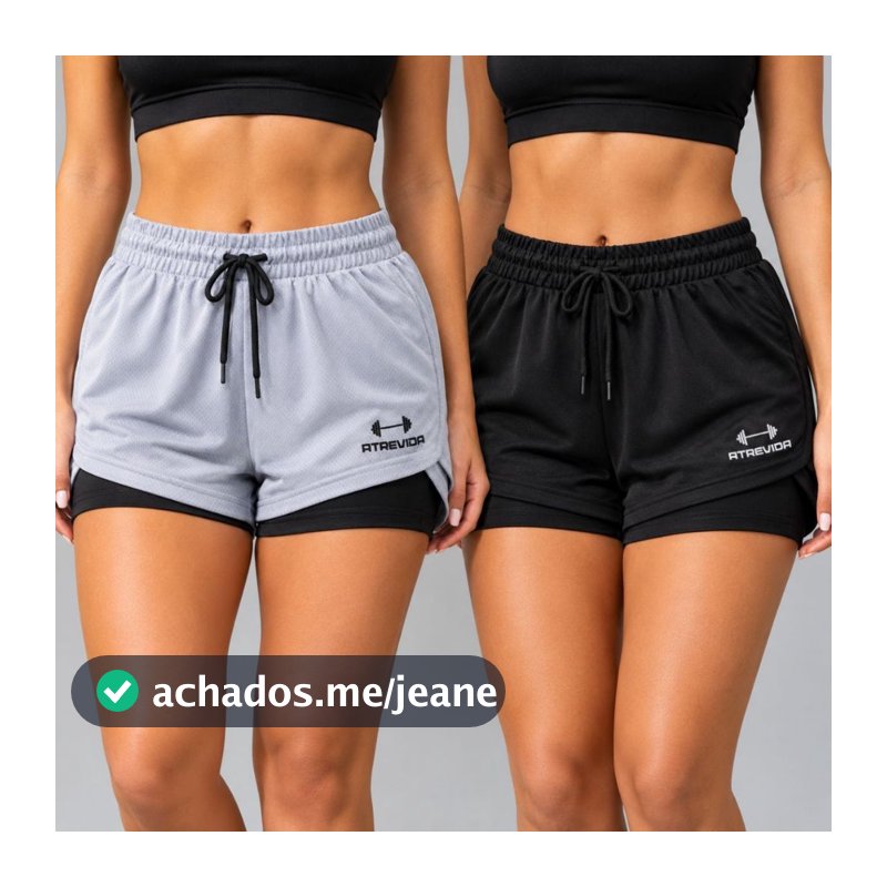 Kit 2 Shorts Duplo Feminino 2 Em 1 Com Bolso Oculto Para Celular Esportivo Academia Crossfit Corrida Shorts Compressão