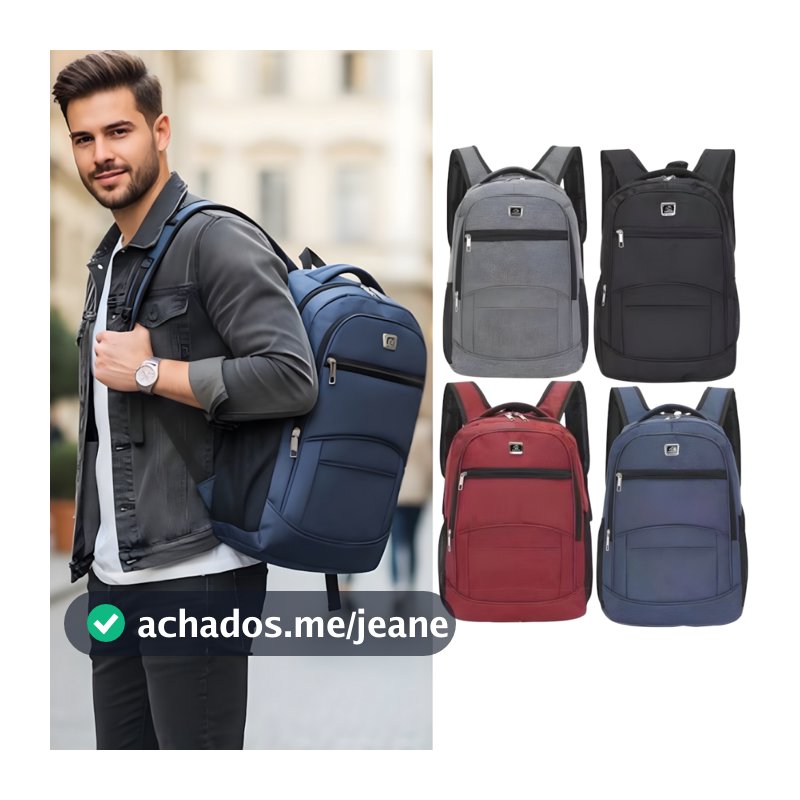 Mochila Masculina Design Moderno Espaçosa Resistente Água Para Notebook Trabalho Viagem