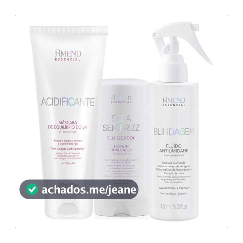 Linha Amend Essencial - Leave-in Seca Frizz - Máscara Acidificante 250ml