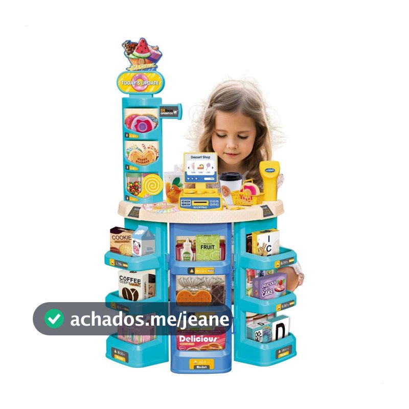 Mercadinho Confeitaria Infantil Doceria Brinquedo Faz de Conta 62 Peças