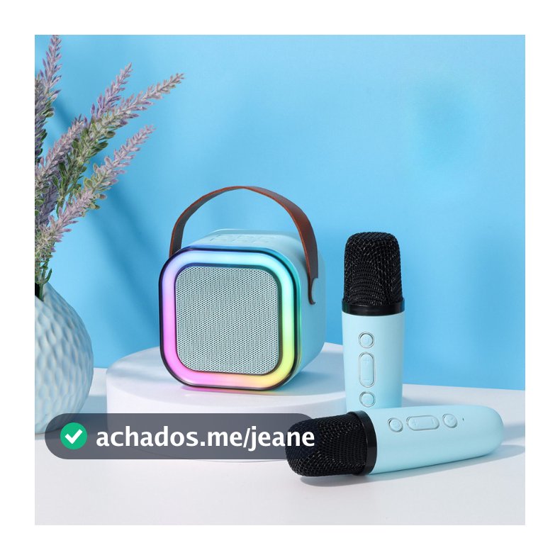 Caixa de Som K12 Bluetooth Portátil com 1 ou 2 Microfones Mini Alto-Falante Karaokê