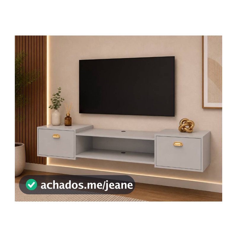 Rack Suspenso Leão 1.80cm TV 75" Orféu C/ Pés e Shop  Suspenso 1.20cm Design Modernos Sala de Estar Decoração