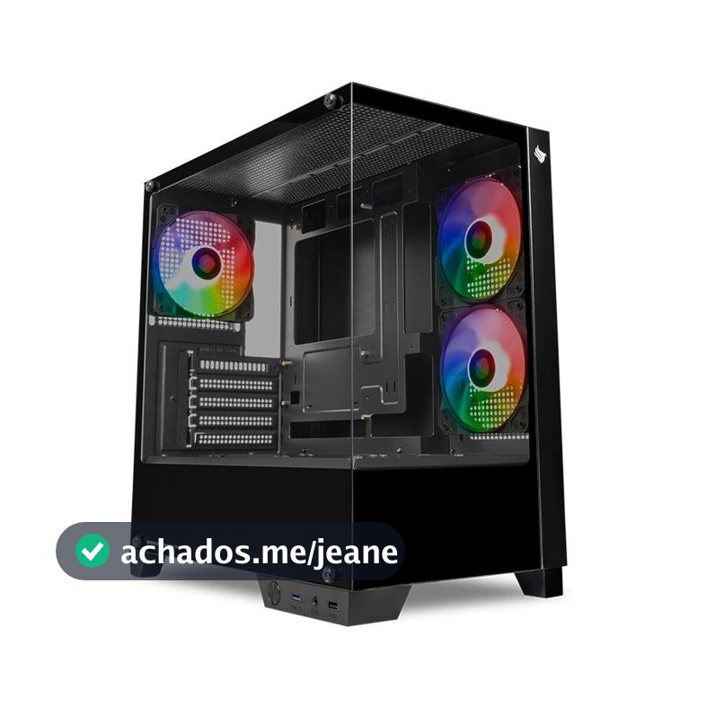 Gabinete Gamer Pichau Magpie 4XB, Mini-Tower, Lateral de Vidro, Com 3 Fans, Preto, PG-MAG4XB-BK3F