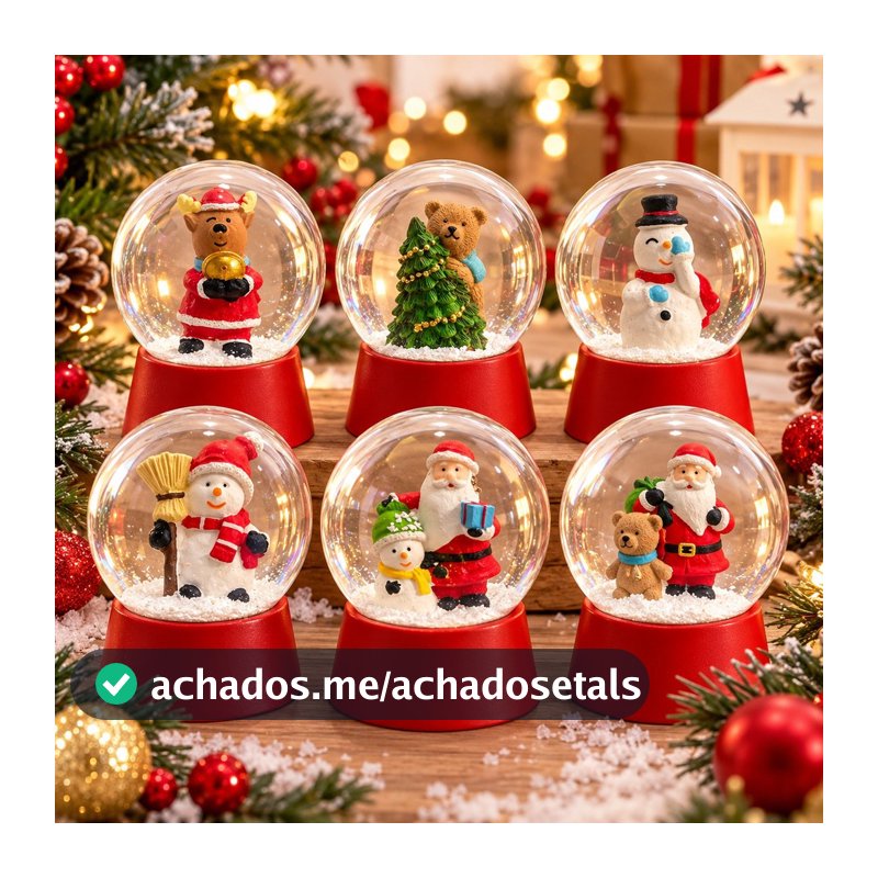 Enfeite De Natal Globo De Neve Vidro 8cm Decoração Natalina