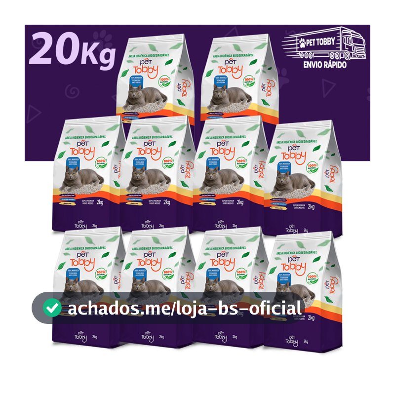 Areia Higiênica Para Gato de Mandioca 10kg e 20Kg Pet Tobby Biodegradável Areia de Gato Sustentável