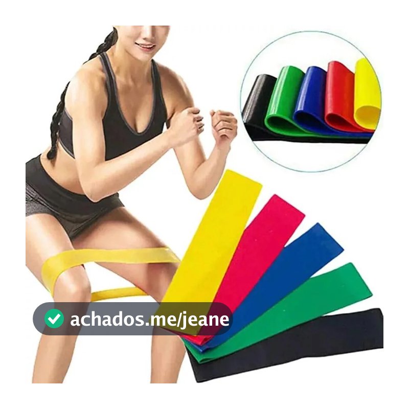 Kit de Elásticos para Treino Mini Band com 5 Faixas Elásticas