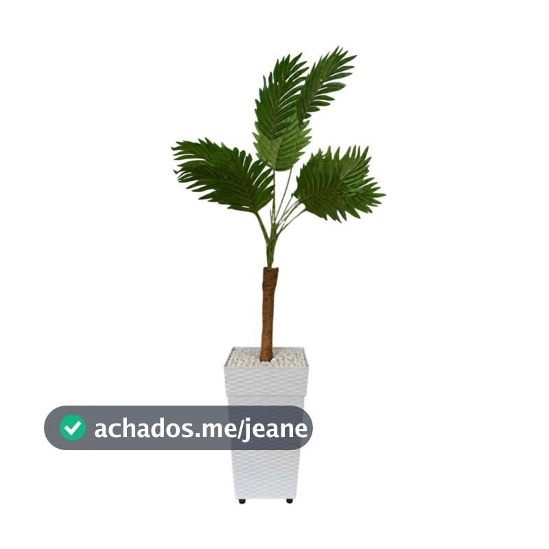 Planta Artificial Palmeira Arranjo + Vaso Grande Rattan Decoração Enfeite Casa