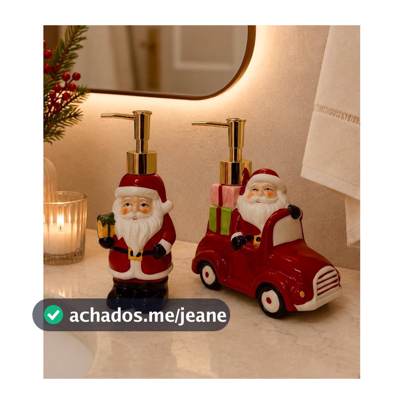 Unidade | Dispenser de Sabonete Líquido de Natal em Porcelana Designer Papai Noel