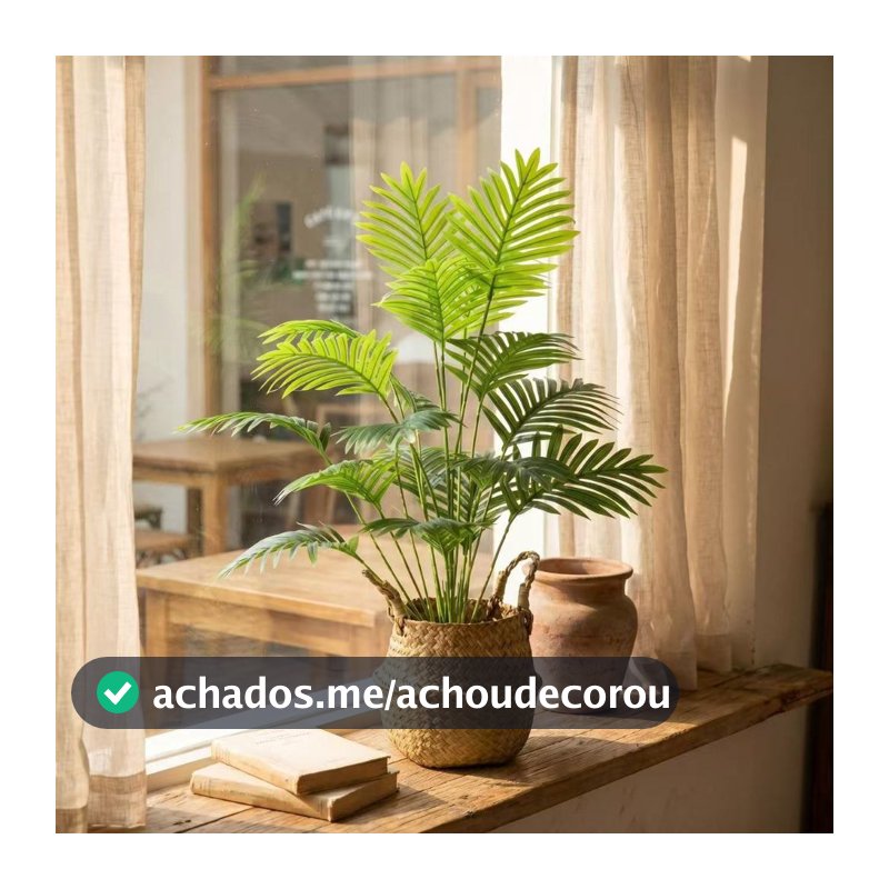 18Folhas Planta Artificial Palmeira Areca Real Toque