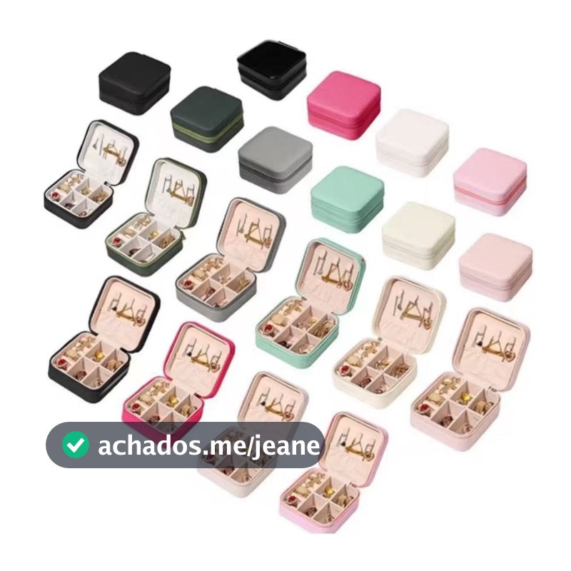 kit 12 Porta Jóias Portátil Caixinha Bolsa de Armazenamento Colar Brincos Anéis
