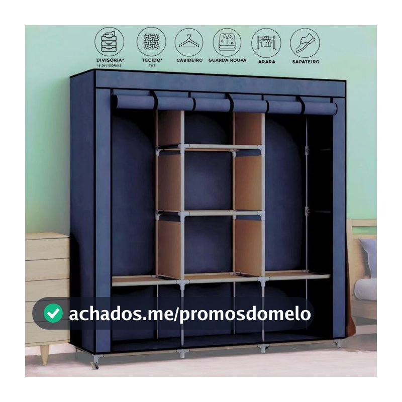 Guarda Roupa Portátil Desmontável Organizador Prático Solteiro e Casal