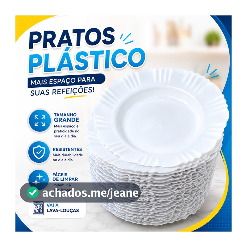 Conjunto Pratos de Plástico Reutilizáveis Resistentes – Jogo para Churrasco, Jantar e Festa