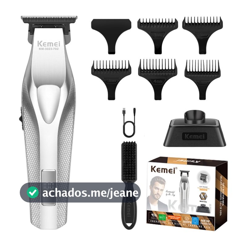 Kemei 3023-702 Zero Gapped Aparador De Cabelo Sem Fio Profissional Máquina De Cortar Masculino Barbeiro Acabamento Recar
