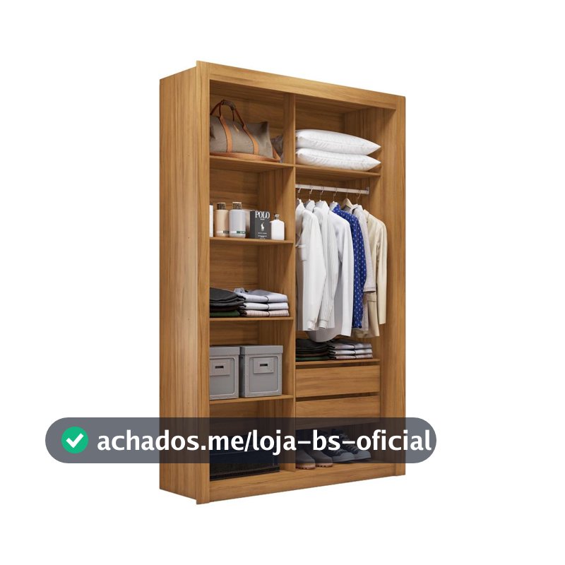 Closet Solteiro 2 Gavetas Amoudi Móveis Branco/Pret6o/Freijó