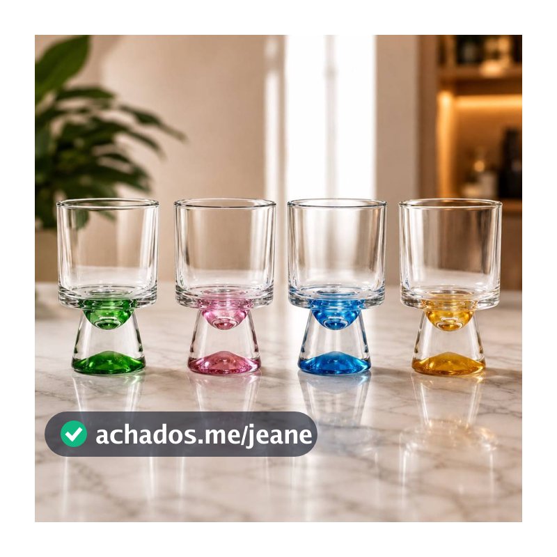 Jogo de Taça de Vidro Água Vinho Tânia Premium 4 Peças 230ml Coloridas - HAUSKRAFT