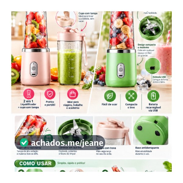 400ML 6 Lâminas Espremedor Elétrico Mini Liquidificador Portátil De Suco De Alimentos Misturador Leite Smoothie