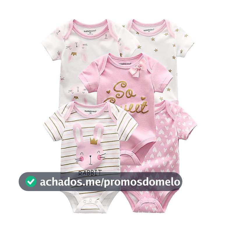 Kiddiezoom 5 Peças Moda Recém-Nascido Desenho Animado Manga Curta Bebê Menino Menina Bodysuits Macios 100 % Algodão Maca