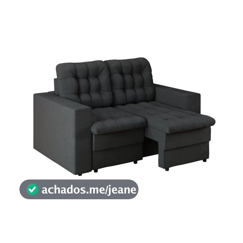 Sofá 2 Lugares Retrátil Lubeck Plush Suede Grafite 140 cm