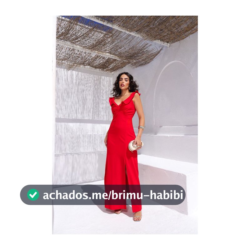 Vestido Longo Feminino de alças com babados e fenda - Verão Tecido Crepe Casual