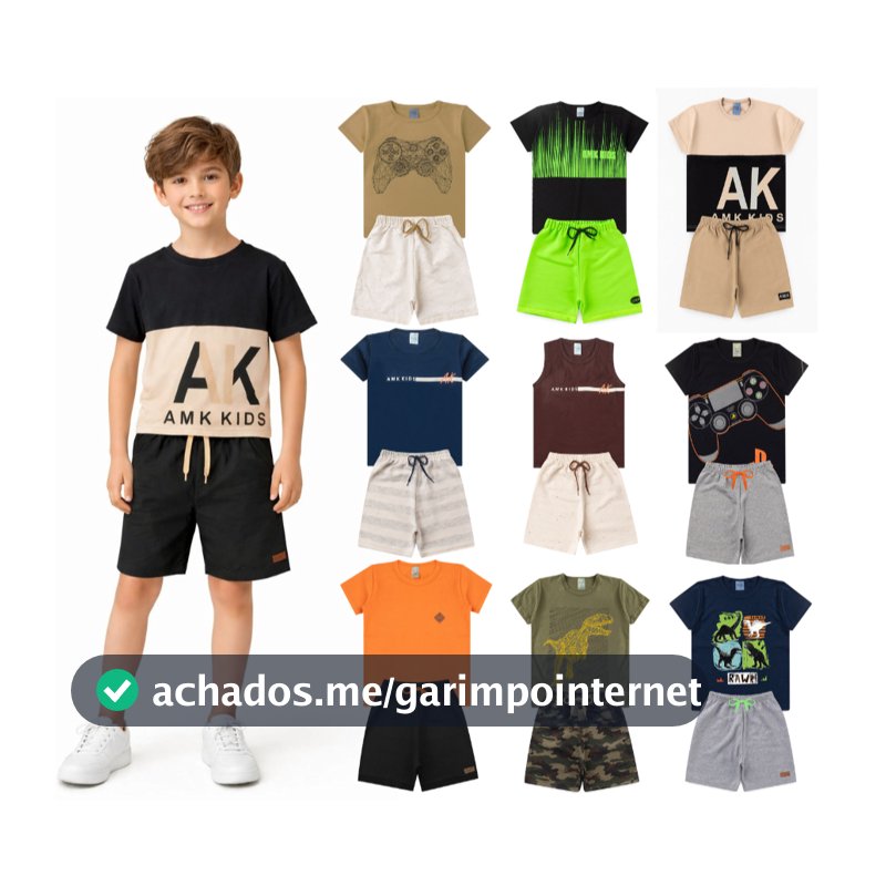 Kit Roupa Infantil Masculino Verão 6 a 10 Peças Regatas Camiseta e Bermuda Menino L28