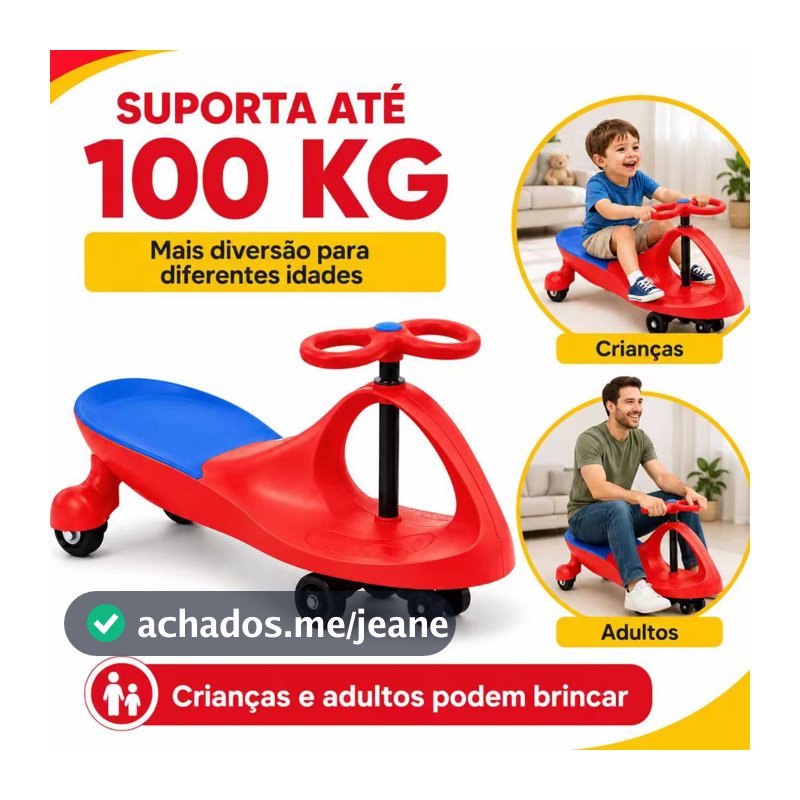 Carrinho Rolimã Infantil 360° com Volante até 50kg para Crianças acima de 3 Anos