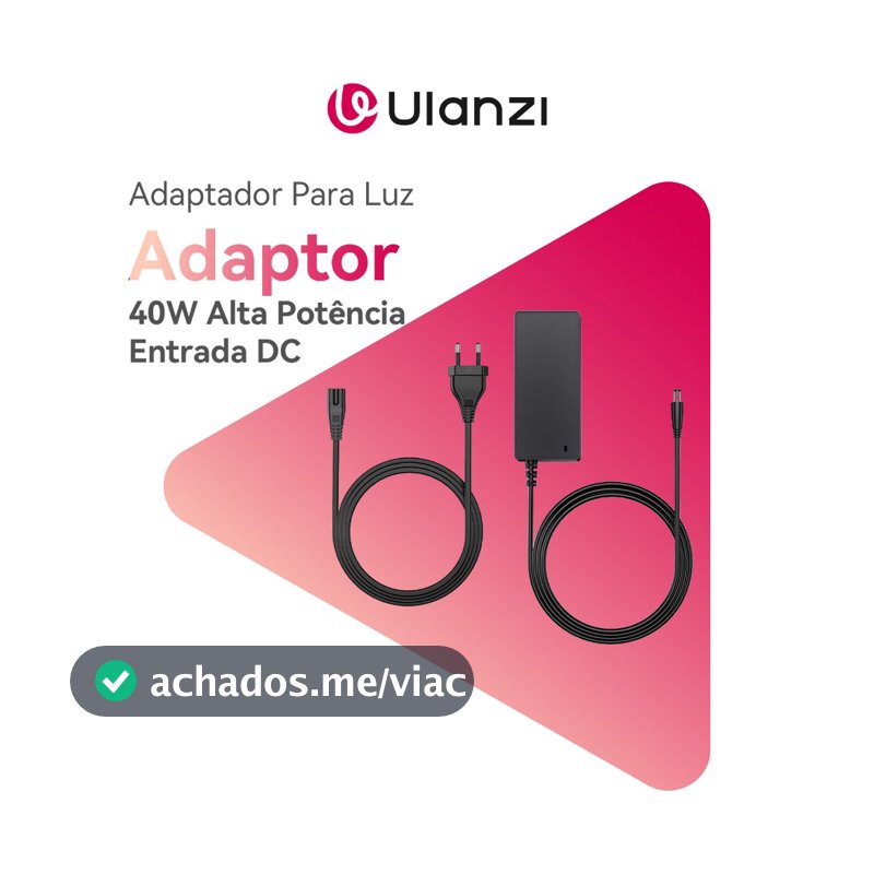 ULANZI Adaptador De Energia AC 40W/120W Fonte Para Luz De Vídeo Tomada EU Universal Portátil Preto