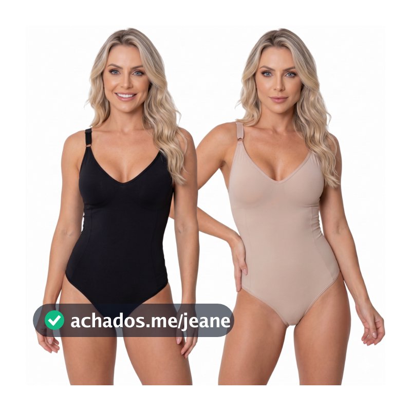 Body Modelador Segunda Pele Suplex Cinta Compressão Alça Reforçada Sem Bojo até 54 Feminino Plus Siz