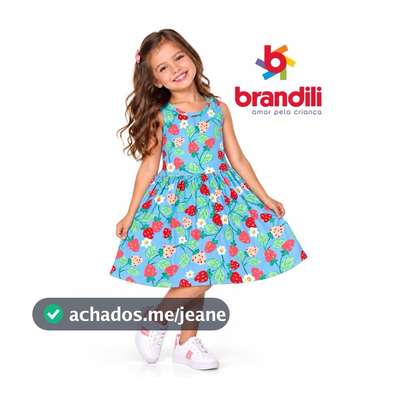 Vestido Infantil Menina Brandili de Algodão Fresco para o Calor do Verão 80185
