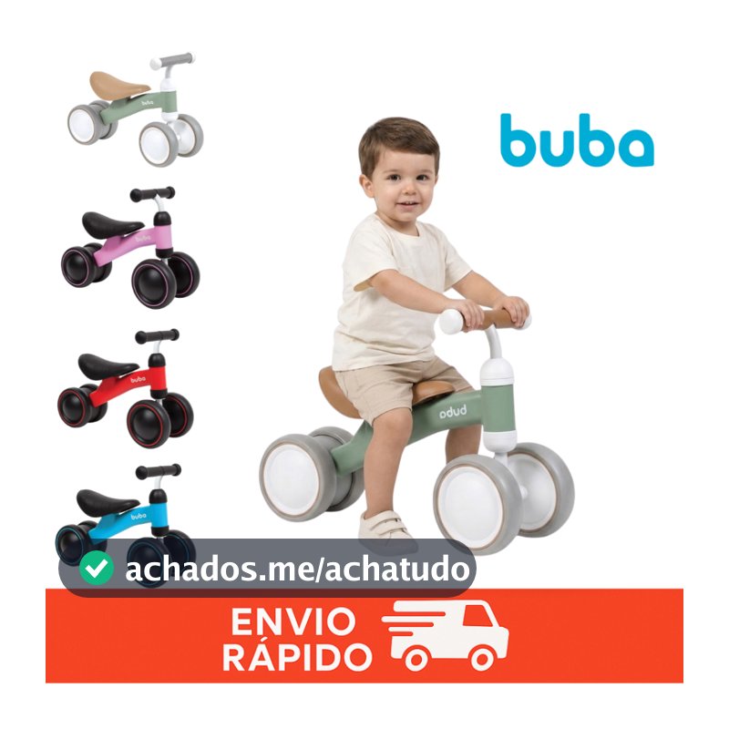 Bicicleta Equilíbrio Infantil Andador Sem Pedal 4 Rodas Bebê Buba Criança