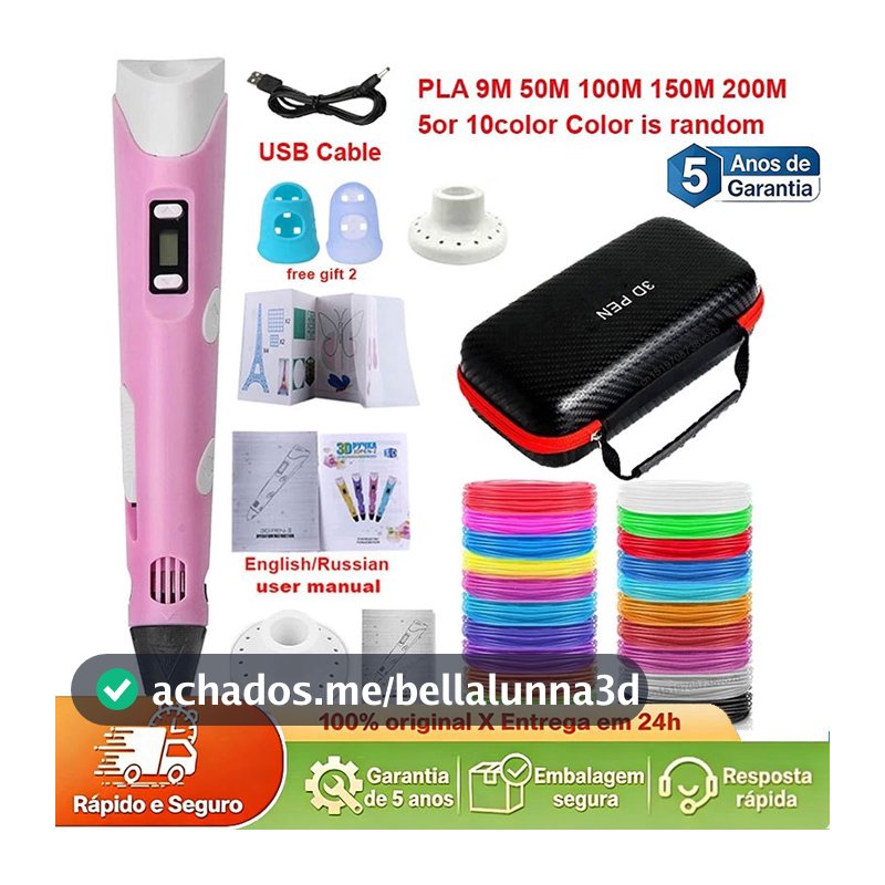 Caneta De Impressão Mágica 3D Grátis 10M DIY PLA Filamento Desenho Brinquedo Presente De Aniversário Criança ABS Tela LC