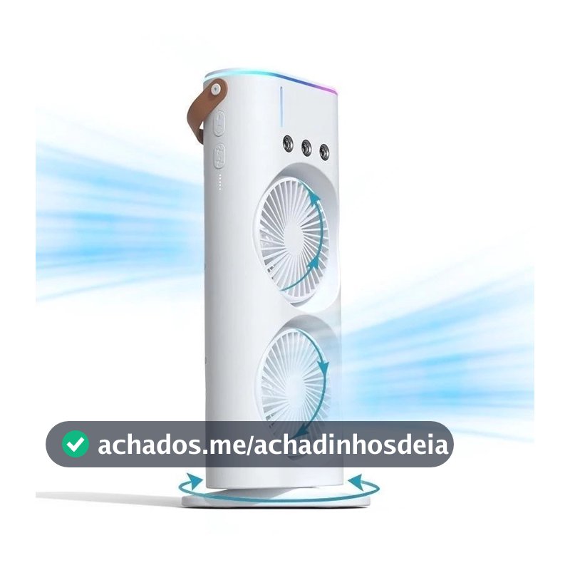 MINI Refrigerador De Ar Ventilador Umidificador Dupla Giratório+rgb Camada Ventilador Climatizador Ar C/ Reservatório