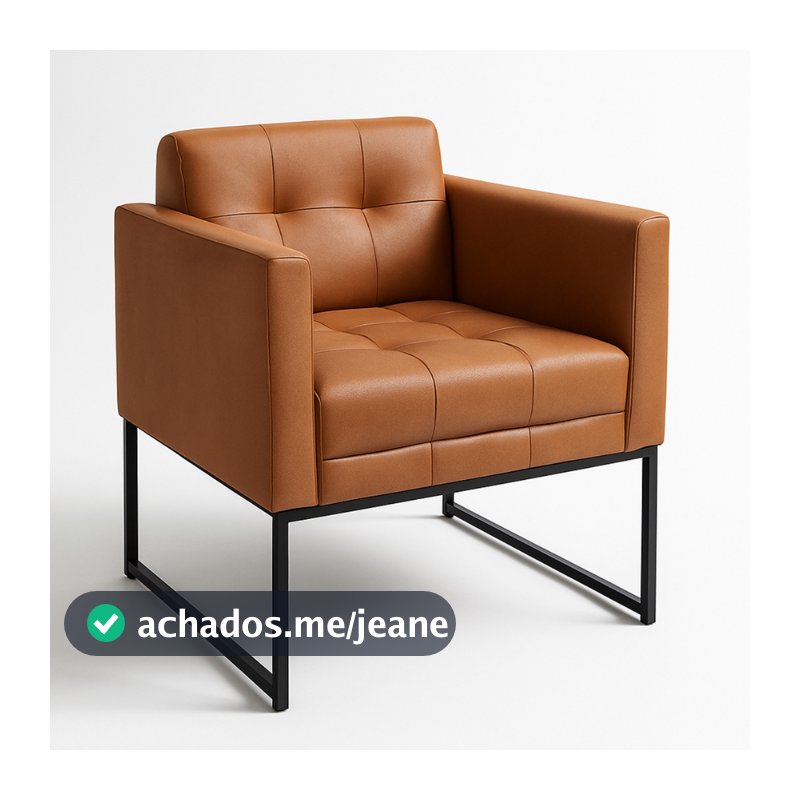 Poltrona Decorativa Courino Corino Luxo Recepção Escritorio Sala Base De Aluminio Preto