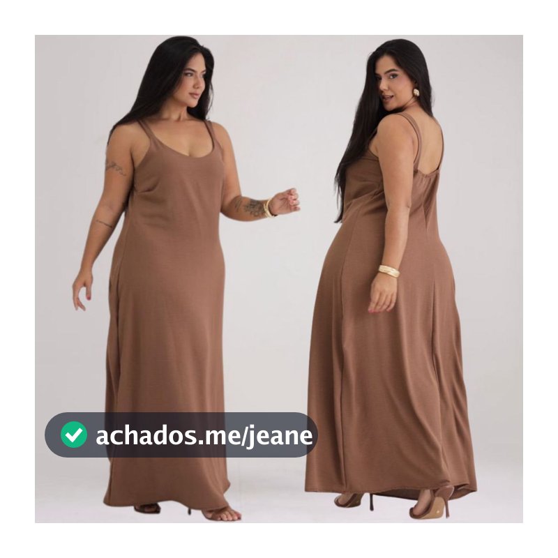 Vestido Longo Feminino Plus Size G1 G2 Elástico Modelo Soltinho Verão Com Alças e Decote Em V Moda Evangélica Dunas