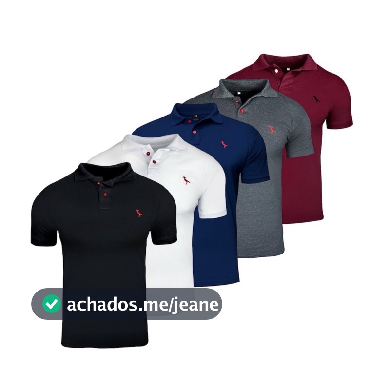 Kit 5 Camisas Masculina Gola Polo Piquet Confortável Gola Alta Ducam