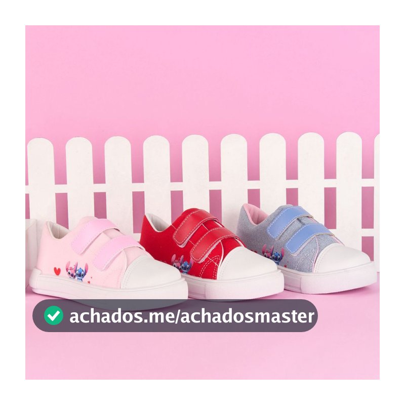 Tênis Infantil Menina Star Personagem Stitch Ajustável Escolar Dia a Dia Confortável Estiloso