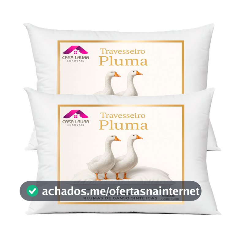 Travesseiros Pluma de Ganso Descanso Antiacaro 70x50cm Sintético