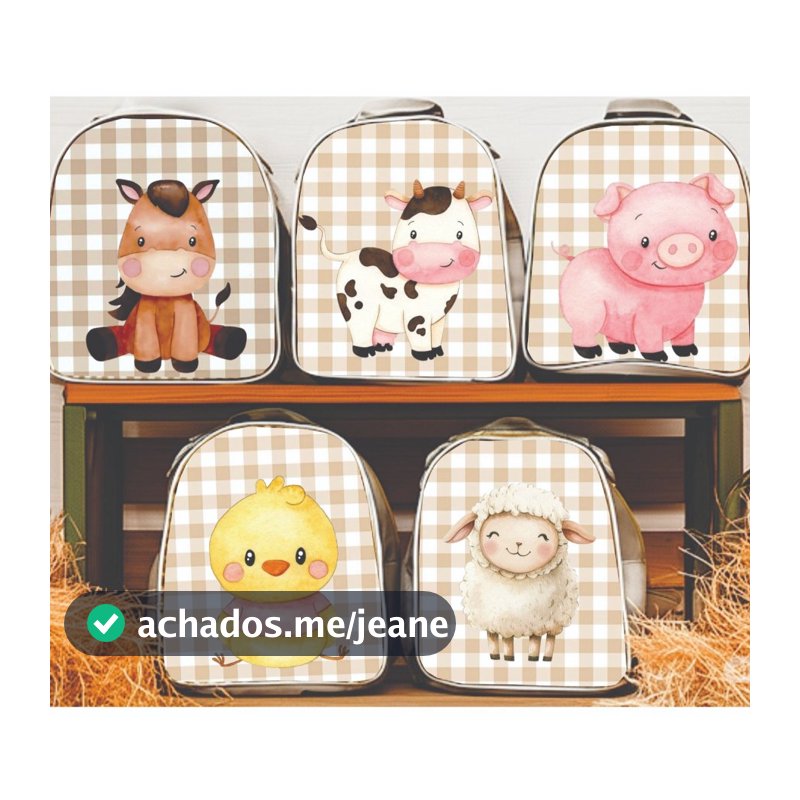 Mochila Fazendinha Infantil Aniversário Lembrancinha Decoração SEM PERSONALIZAR