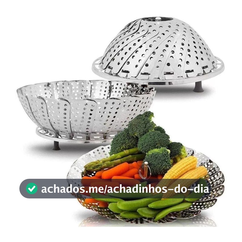 Cesto de Cozimento A Vapor Em Aço Inox Premium Cozinhar Legumes No Vapor Panela Alta Qualidade 26cm