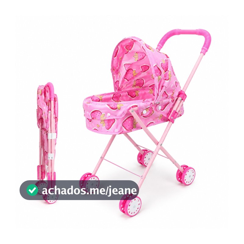 Carrinho Boneca Berço Luxo Reborn Infantil Rosa Aço Galvanizado Desmontável