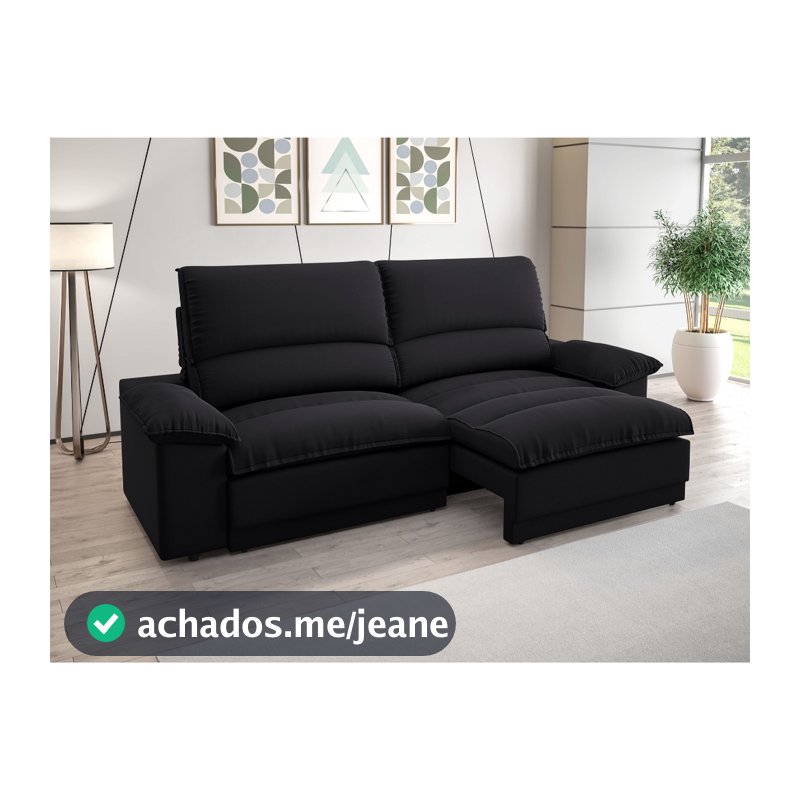 Sofá Plaza 2,00m com Molas no Assento Retrátil e Reclinável Velosuede - NETSOFAS