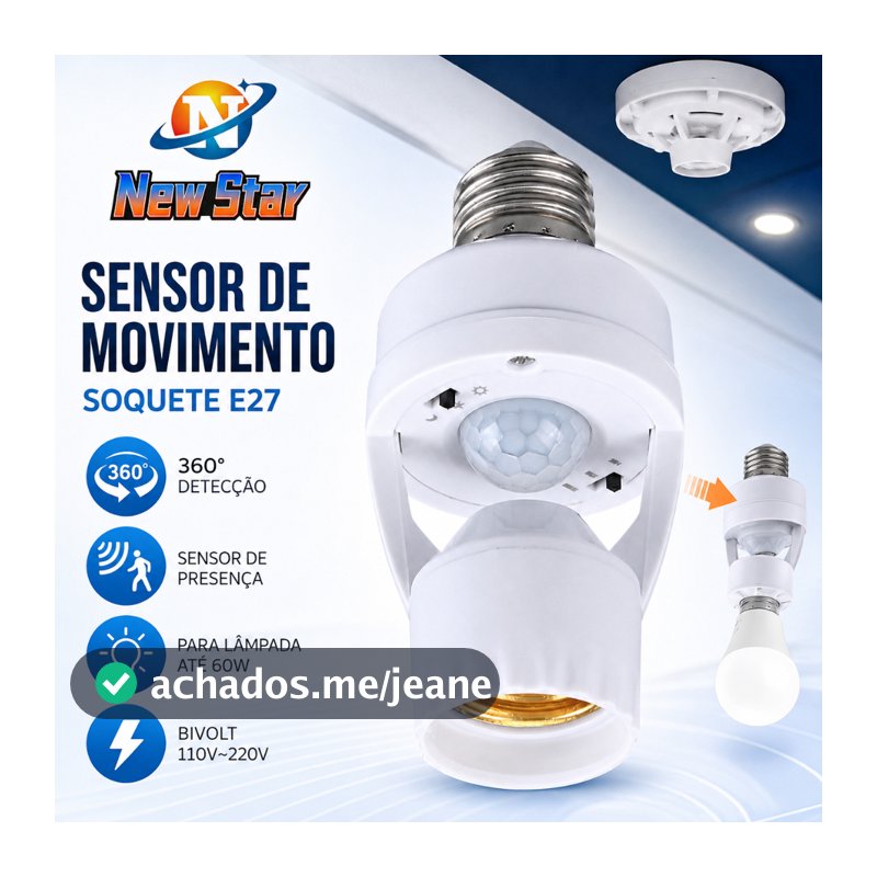 New Star Sensor de Movimento para lâmpada Soquete E27 c sensor de presença Bivolt 110V220V Max 60W